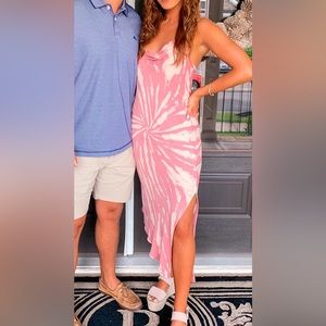 Tie dye slip dress with side slit